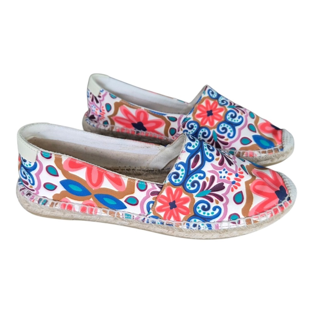 Boden Floral Print Espadrille Flats Women's EU 38 US 7.5 Canvas Shoes Colorful
